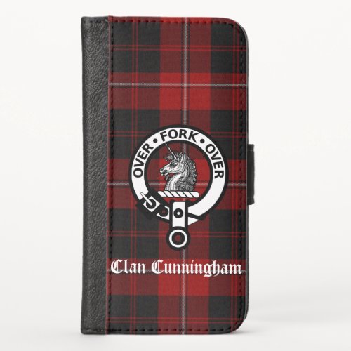 Clan Cunningham Crest Badge and Tartan iPhone X Wallet Case