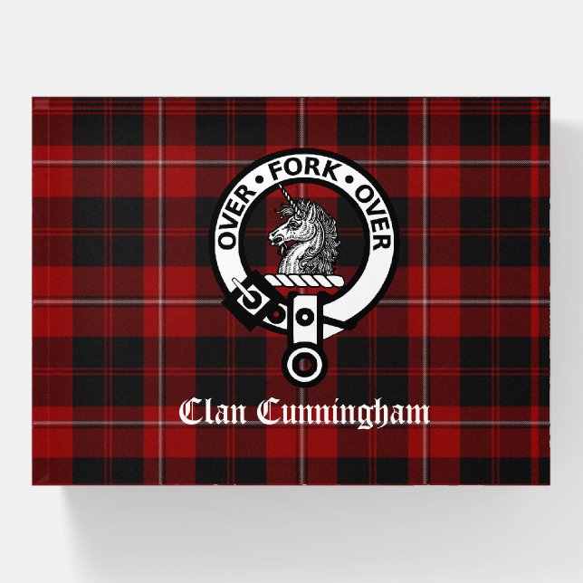 Clan Cunningham Crest Badge & Tartan Paperweight (Front)