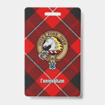 Clan Cunningham Crest over Tartan Badge