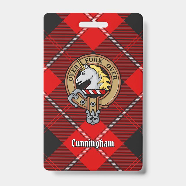 Clan Cunningham Crest over Tartan Badge (Front)