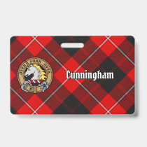 Clan Cunningham Crest over Tartan Badge