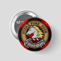 Clan Cunningham Crest over Tartan Button