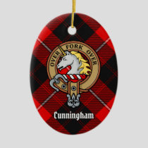 Clan Cunningham Crest over Tartan Ceramic Ornament