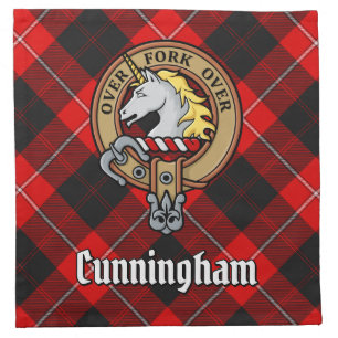 Clan Cunningham Crest over Tartan Cloth Napkin