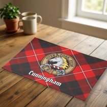 Clan Cunningham Crest over Tartan Cloth Placemat