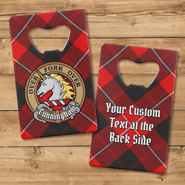 Clan Cunningham Crest over Tartan Credit Card Bottle Opener (Creator Uploaded)