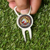 Clan Cunningham Crest over Tartan Divot Tool