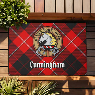 Clan Cunningham Crest over Tartan Doormat