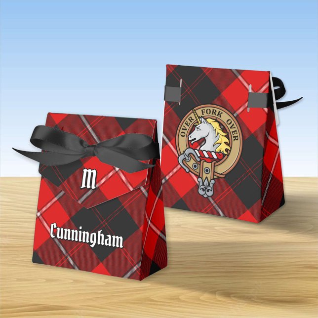 Clan Cunningham Crest over Tartan Favor Boxes (Creator Uploaded)