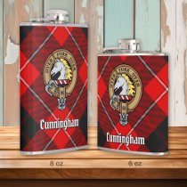 Clan Cunningham Crest over Tartan Flask