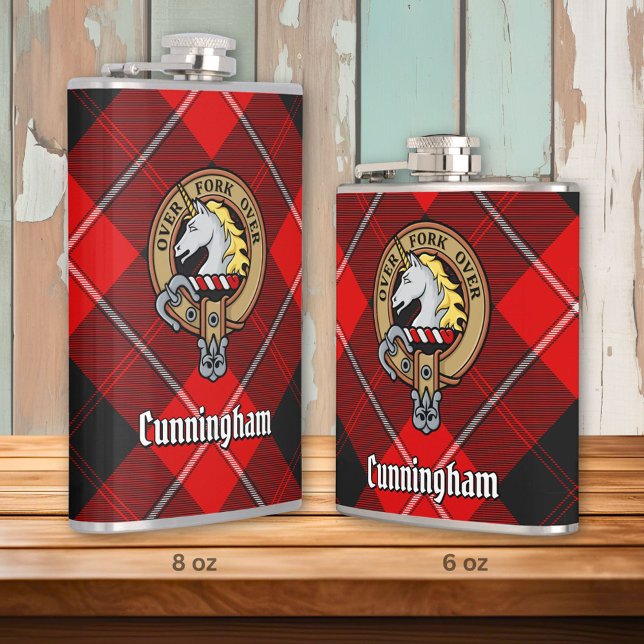 Clan Cunningham Crest over Tartan Flask (Creator Uploaded)