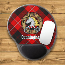 Clan Cunningham Crest over Tartan Gel Mouse Pad