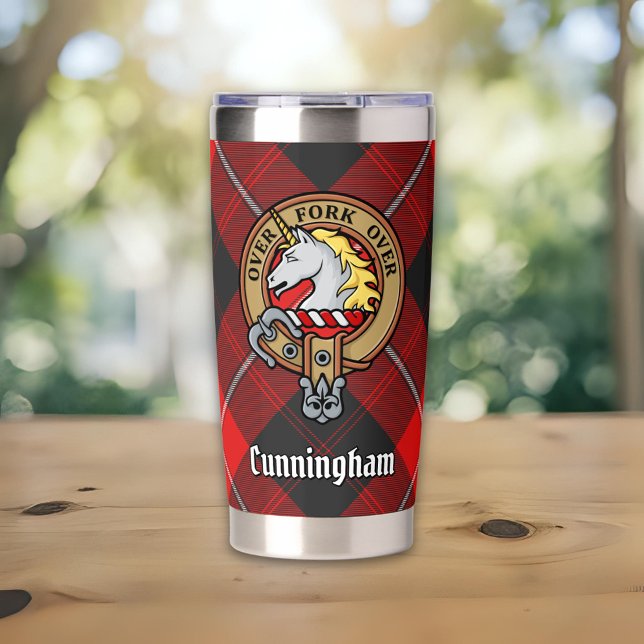Clan Cunningham Crest over Tartan Insulated Tumbler (Creator Uploaded)