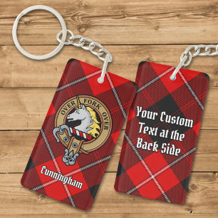 Clan Cunningham Crest over Tartan Keychain