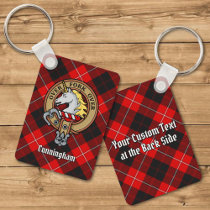 Clan Cunningham Crest over Tartan Keychain