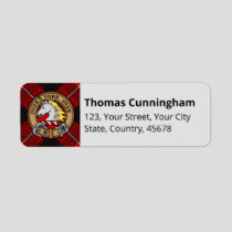 Clan Cunningham Crest over Tartan Label