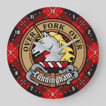 Clan Cunningham Crest over Tartan Large Clock