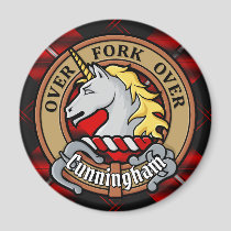 Clan Cunningham Crest over Tartan Magnet