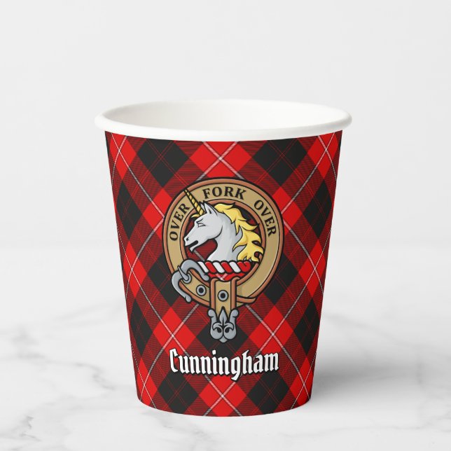 Clan Cunningham Crest over Tartan Paper Cups (Front)