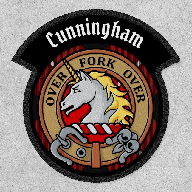 Clan Cunningham Crest over Tartan Patch (Front)