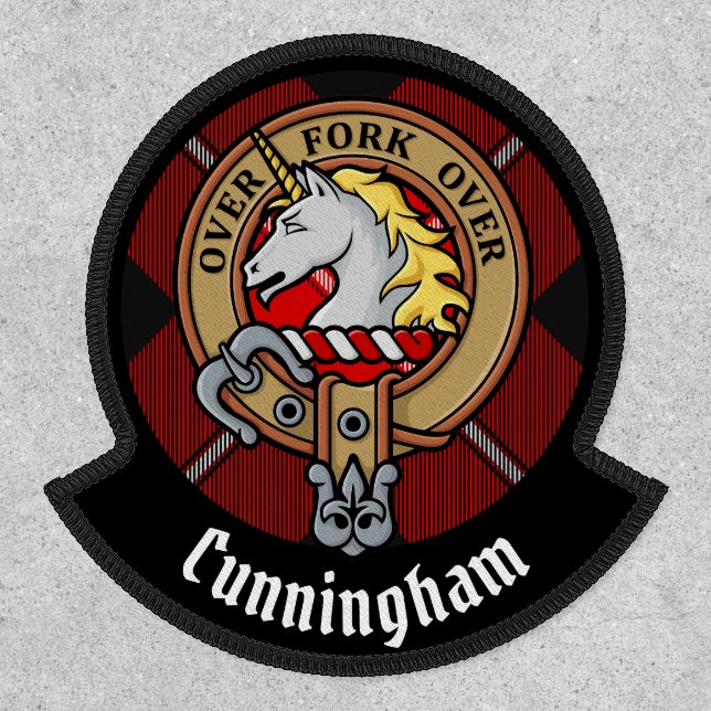 Clan Cunningham Crest over Tartan Patch (Front)