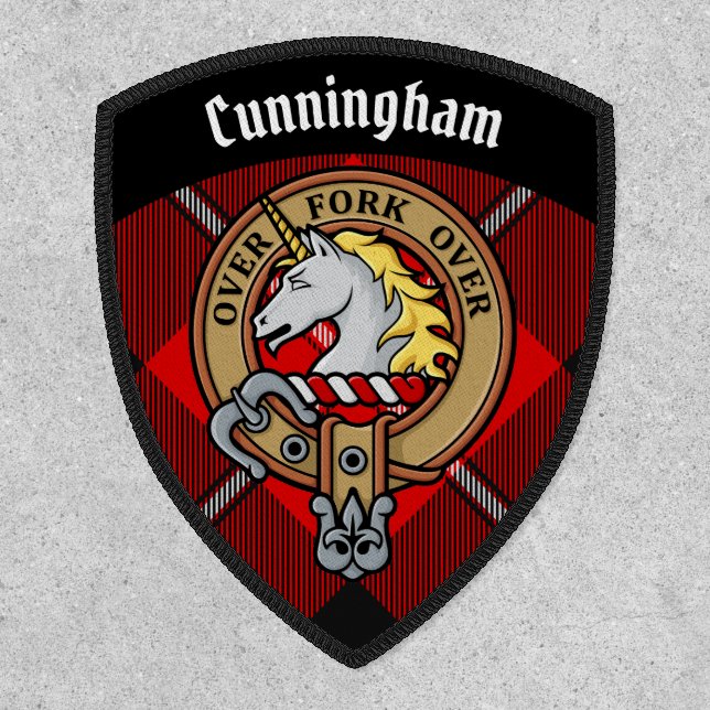 Clan Cunningham Crest over Tartan Patch (Front)