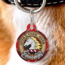 Clan Cunningham Crest over Tartan Pet ID Tag