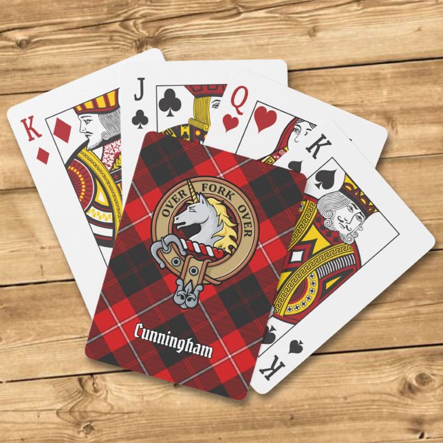 Clan Cunningham Crest over Tartan Poker Cards (Creator Uploaded)