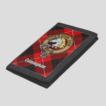 Clan Cunningham Crest over Tartan Tri-fold Wallet