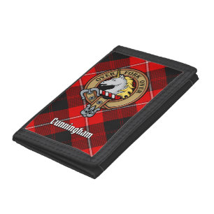 Clan Cunningham Crest over Tartan Tri-fold Wallet