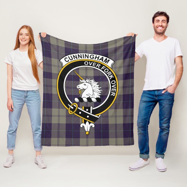 Clan Cunningham Dress Blue Dancers Tartan Plaid Fleece Blanket (In Situ)