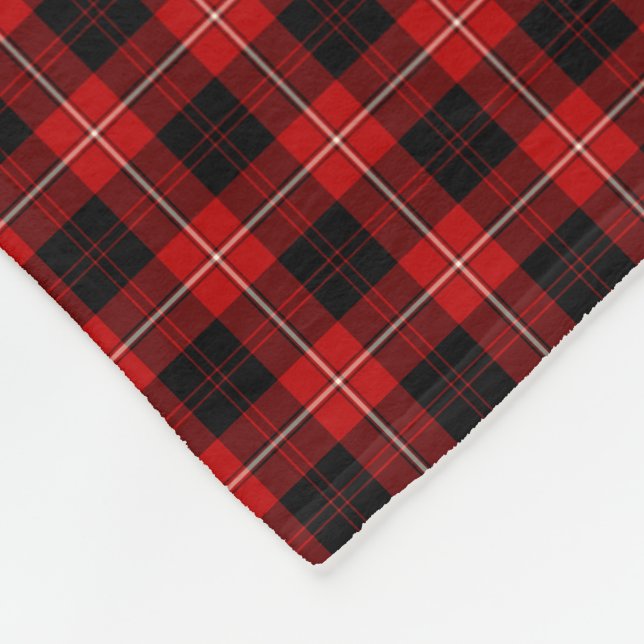 Clan Cunningham Red and Black Tartan Fleece Blanket (Corner)