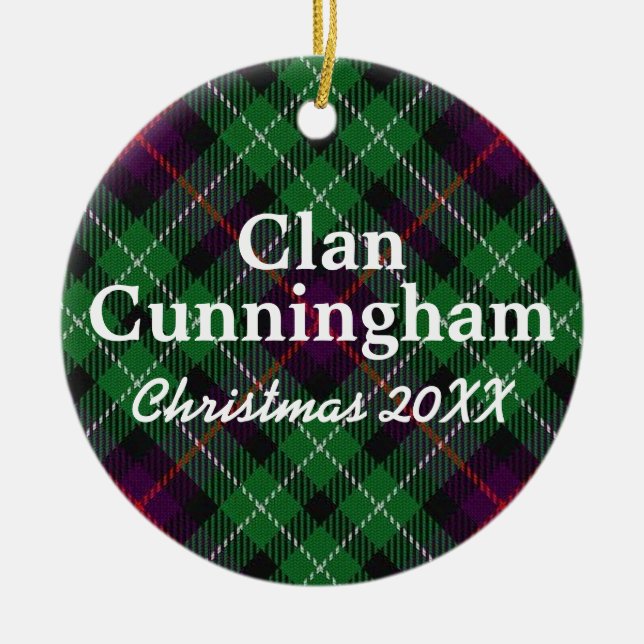 Clan Cunningham Scottish Tartan Ceramic Ornament (Front)