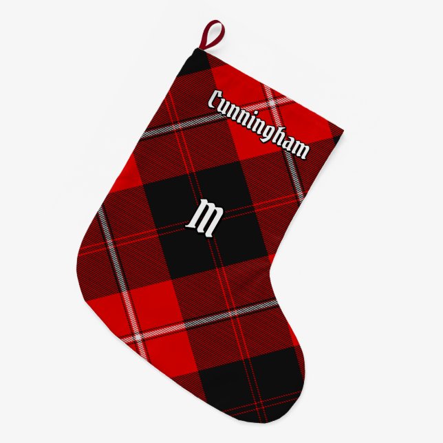 Clan Cunningham Tartan Large Christmas Stocking (Front (Hanging))