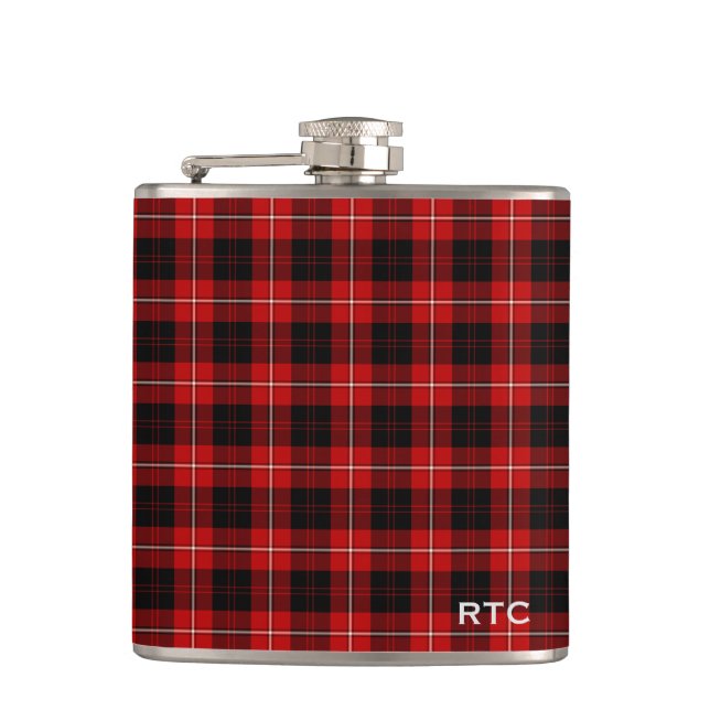 Clan Cunningham Tartan Monogrammed Hip Flask (Front)