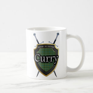 Clan Currie Curry Tartan Shield & Swords Coffee Mug