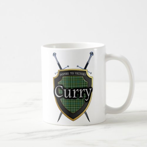 Clan Currie Curry Tartan Shield  Swords Coffee Mug