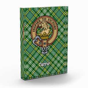 Clan Currie Lion Crest over Tartan Acrylic Award