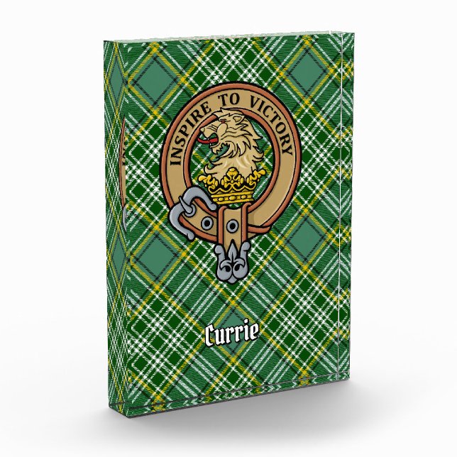 Clan Currie Lion Crest over Tartan Acrylic Award (Left)