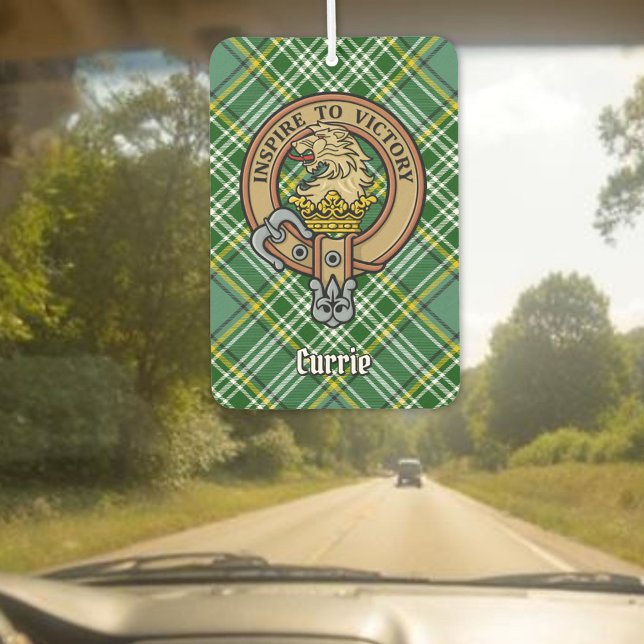 Clan Currie Lion Crest over Tartan Air Freshener (Creator Uploaded)