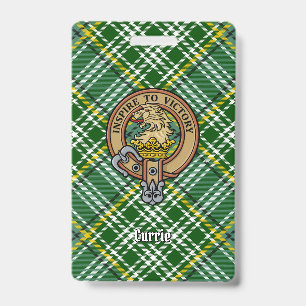 Clan Currie Lion Crest over Tartan Badge