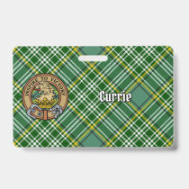 Clan Currie Lion Crest over Tartan Badge