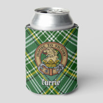 Clan Currie Lion Crest over Tartan Can Cooler