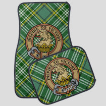 Clan Currie Lion Crest over Tartan Car Floor Mat