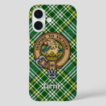 Clan Currie Lion Crest over Tartan iPhone 16 Case