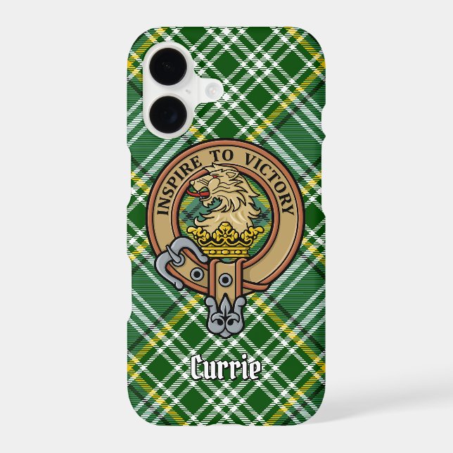 Clan Currie Lion Crest over Tartan Case-Mate iPhone Case (Back)