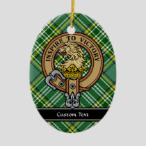 Clan Currie Lion Crest over Tartan Ceramic Ornament