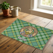 Clan Currie Lion Crest over Tartan Cloth Placemat