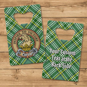 Clan Currie Lion Crest over Tartan Credit Card Bottle Opener