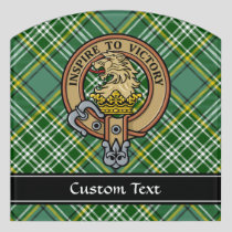 Clan Currie Lion Crest over Tartan Door Sign